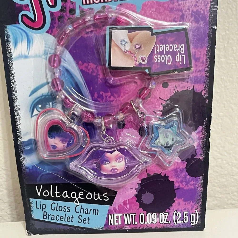 Monster High Ghoulicious Voltageous Lip Gloss Charm Bracelet Set Mattel 2015